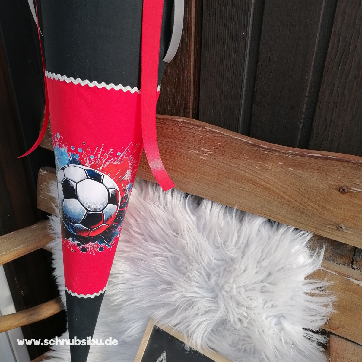 Bügelbild Fussball rot